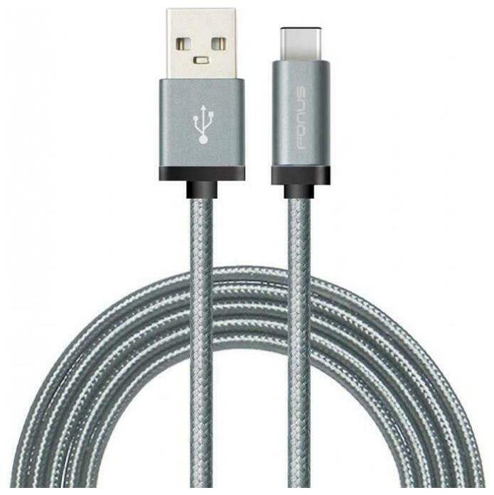 

GRAY BRAIDED 6FT LONG TYPE-C CABLE RAPID CHARGE USB WIRE C5I for SMARTPHONES