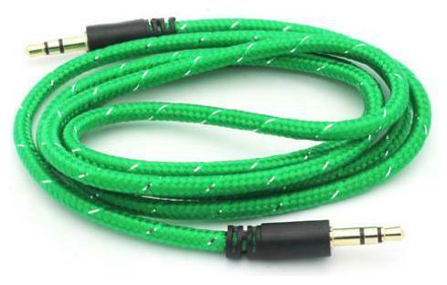 

GREEN BRAIDED AUX CABLE CAR STEREO WIRE AUDIO SPEAKER Z1U for PHONES TABLETS