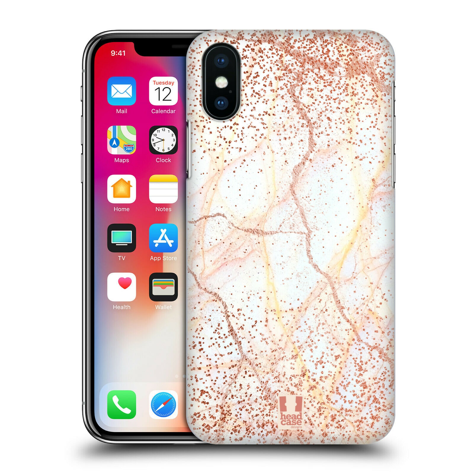 

HEAD CASE DESIGNS GLITTERY MARBLE PRINTS HARD BACK CASE FOR APPLE iPHONE PHONES