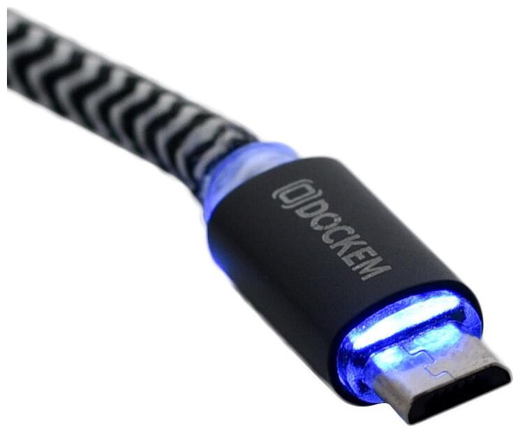 

Heavy Duty Braided 6 5 foot light up auto off Micro USB Charge cable by Dockem
