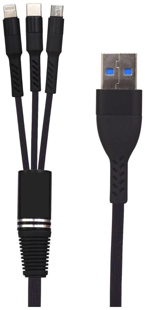 

Hsj 3-in-1 Usb Data Cable fast charging Data cable 3 1A Quick Charge(Black)