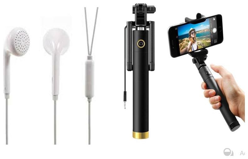 

HSJ Combo of 2 Earphone compatible for oppo model Aux Selfie Stick