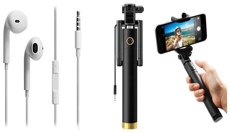 

Hsj Selfie Stick Best Accessory Combo with Vivo Earphone with Mic All Smart Phone Support (Pack of 2)