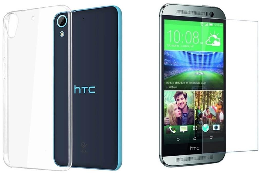 

HTC Desire 828 transparent back cover with tempered glass (crystal clear soft back cover)