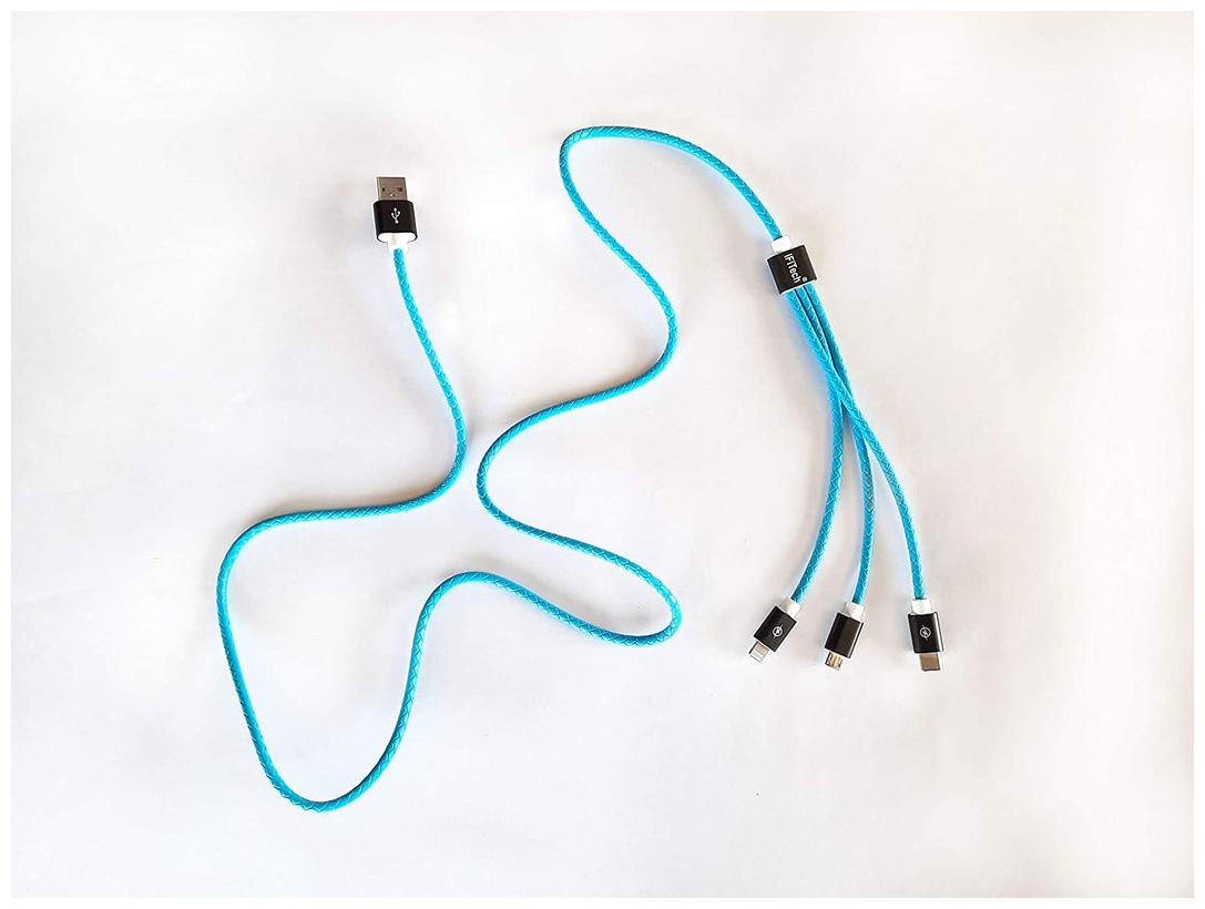 

Ifitech Charging Only 3 in 1 (Lightning Micro USB Type-C) Cable ( 1 1 m Blue )