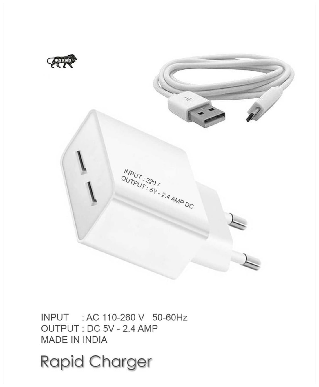 

IMMEQA DZW76 2 5 A Fast Charging Travel Adapter Wall Charger - 2 USB Ports