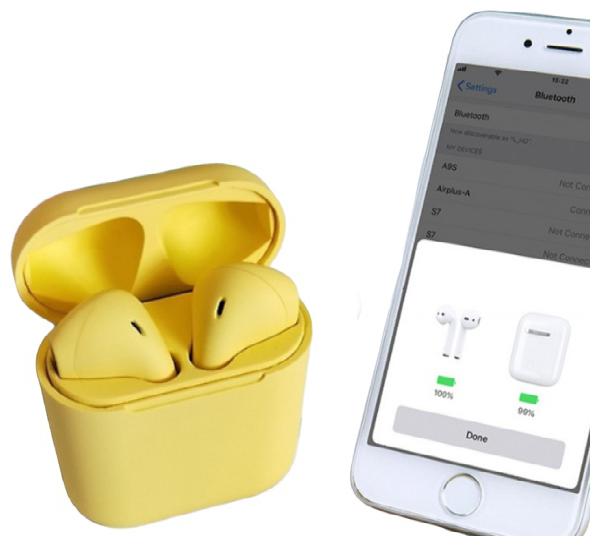 

Inpods i12 TWS With Free M3 Band Yellow Charging Case HD Sound Bluetooth Headset Ture Wireless Sport Earphones