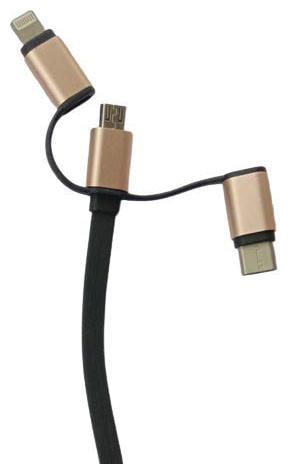 

JAPANG 3In1 Cable Data Charging 3 in 1 (Lightning Micro USB Type-C) Cable ( 1 2 m Black )