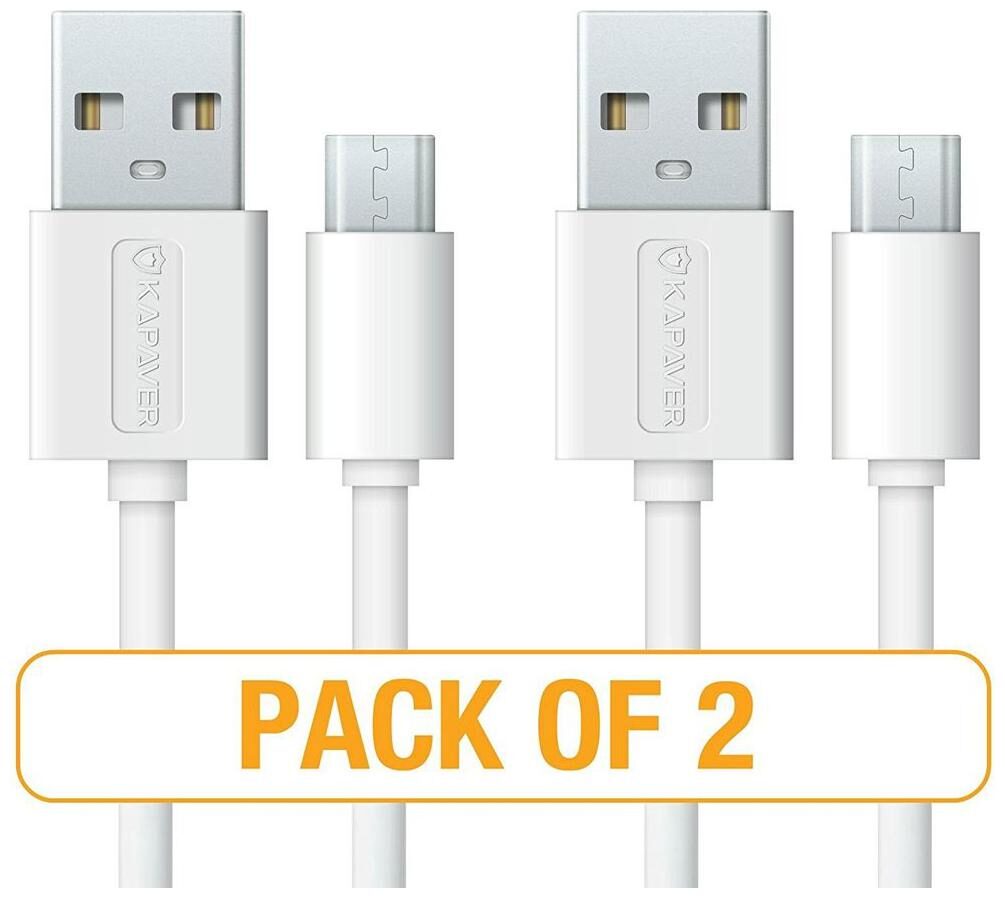

Kapaver Micro USB Cable For Charging Sync Data to Android SmartPhones1 m (2 Pack White)