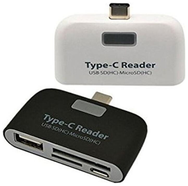 

Kartik Mini 3 in 1 Type-C USB 3 0 OTG SD TF Extender Card Smart Cardreader Adapter High Speed Type C Memory Card Reader - Black White