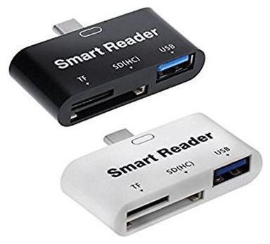 

Kartik Mini 3 in 1 Type-C USB 3 0 OTG SD TF Extender Card Smart Cardreader Adapter High Speed Type C Memory Card Reader - Black White