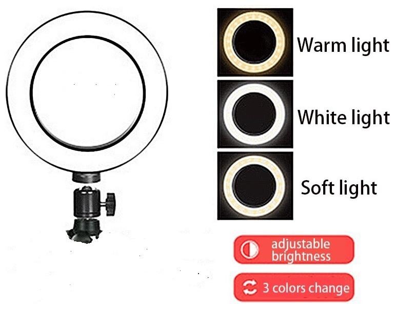 

LED Selfie Ring Light Video Shooting with 3 Light Modes Brightness Level Bi-Colour Premium LED Makeup Lighting With 3 5 mm Clip Collar Mike