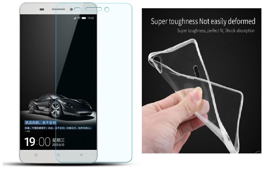 

Lenovo A7700 Transparent back cover with temepred glass (crystal clear soft back cover )(2 5 D curved 0 33mm tempered glass)