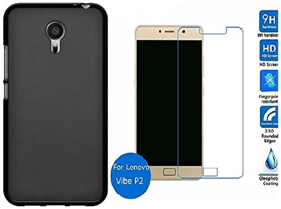 

Lenovo P2 back cover black with tempered glass