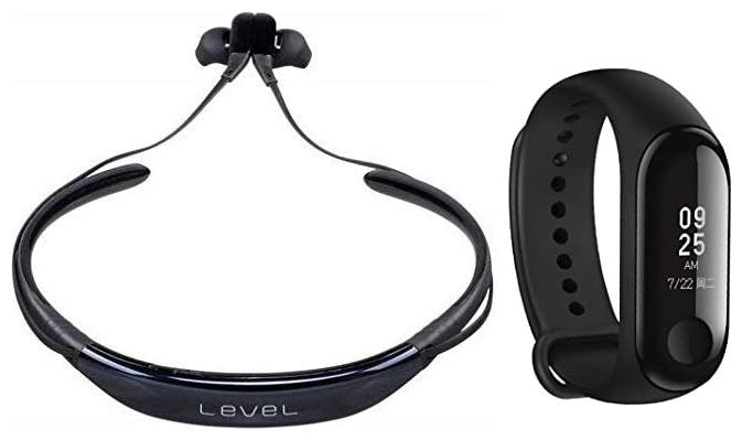 

Level U Wireless neckband with stereo bass 3d like audio Bluetooth Headset with M3 Smart Band