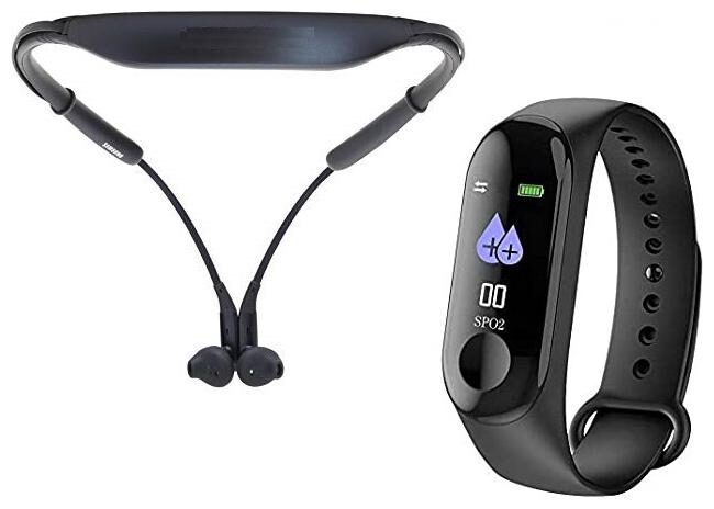 

Level U Wireless Stereo Headphone Flexible Joint Neckband Bluetooth Headset With M3 OLED TouchScreen Fitness Band