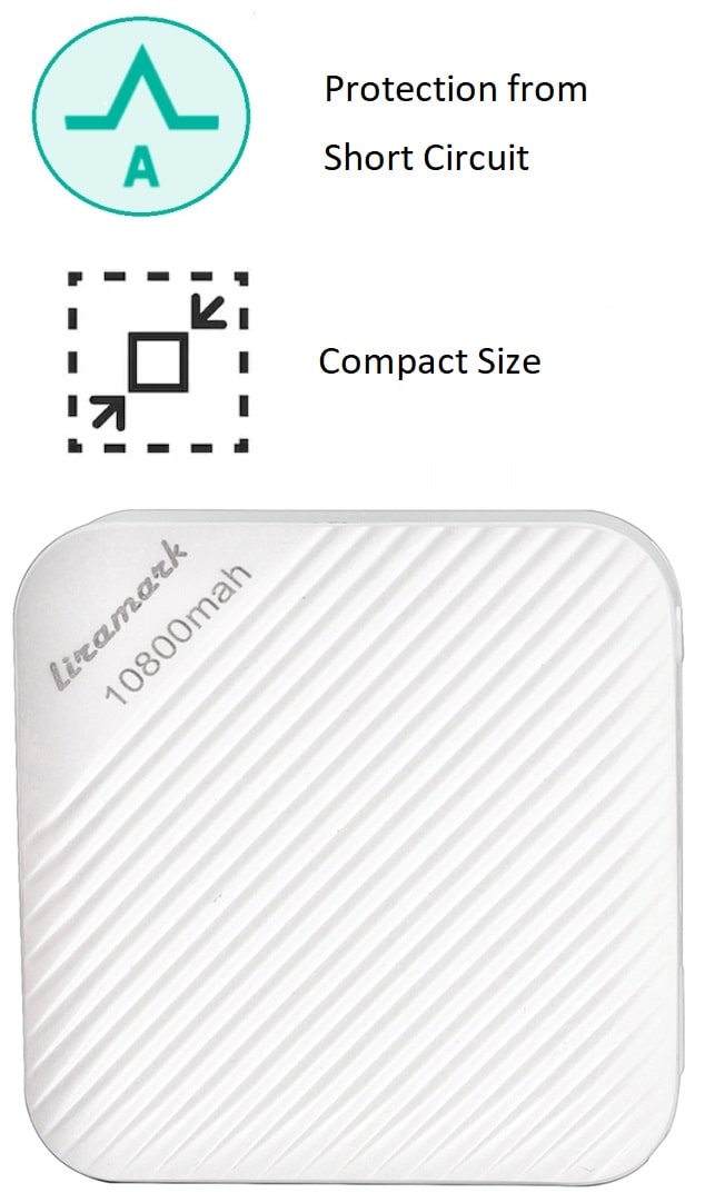 

LIRAMARK 10800 mAh Portable Power Bank - White