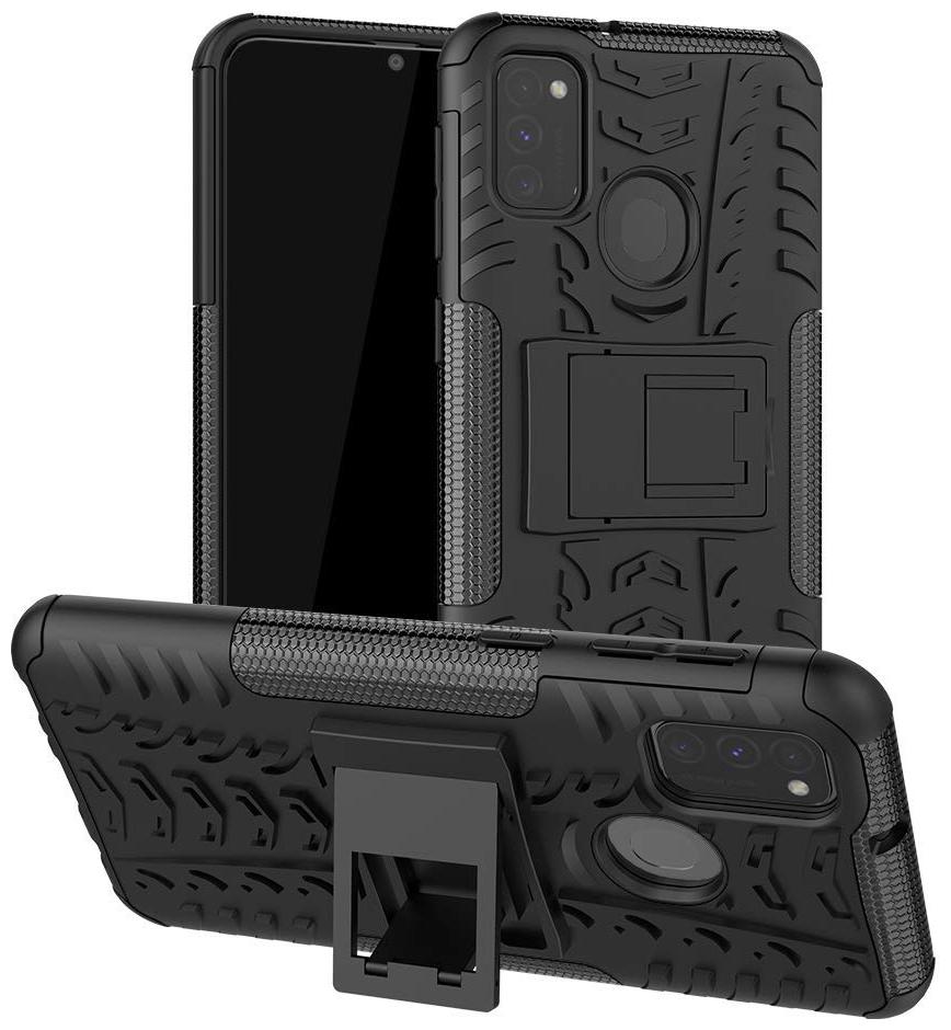 

Mascot Max back cover Black shock proof Hybrid Kickstand back cover for Samsung Galaxy M21 Galaxy M30s