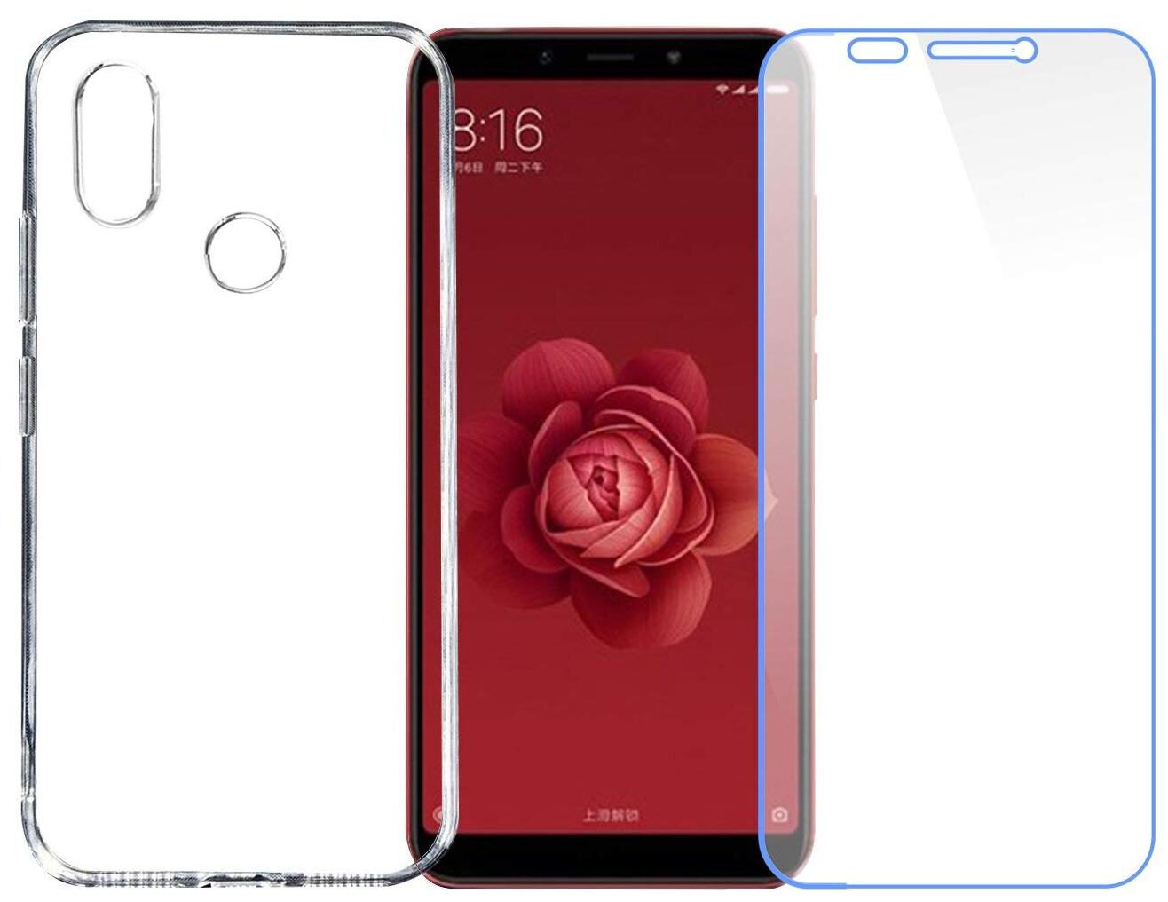 

Mascot max back cover transparent with tempered glass 0 33mm 2 5D Curved glass for Xiaomi Mi A2