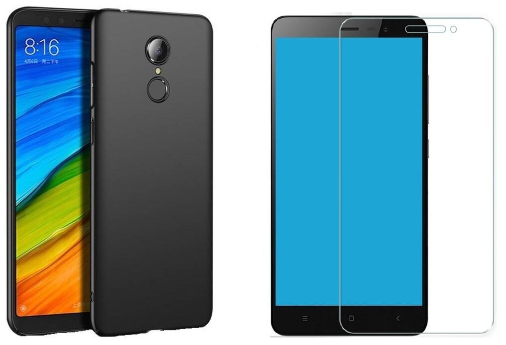 

Mascot max back cover black with tempered glass for Xiaomi redmi note5