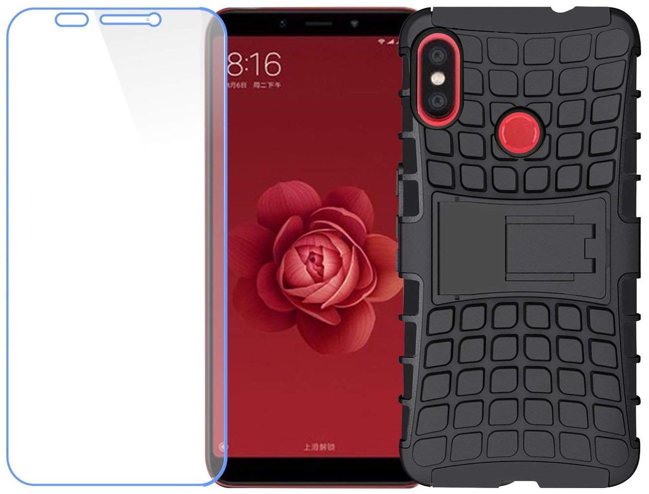 

Mascot max back cover black defender case with tempered glass 0 33mm 2 5D Curved glass for Xiaomi MiA2