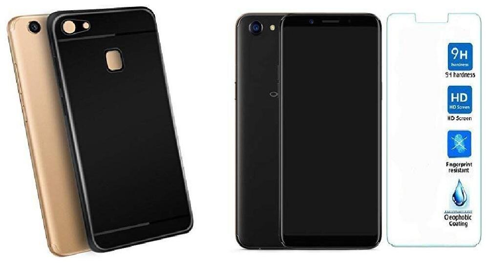 

Mascot max black back cover with tempered glass for Oppo A71