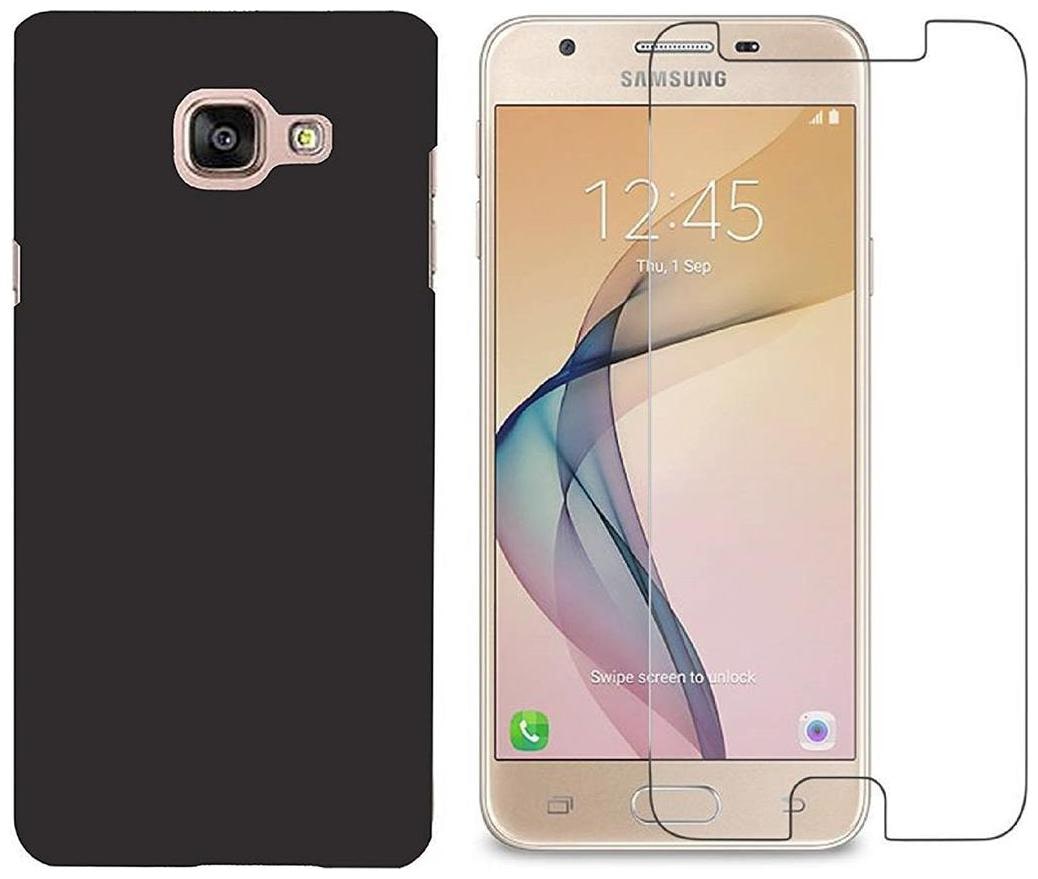 

Mascot max back cover black with tempered glass for Samsung galaxy On7prime