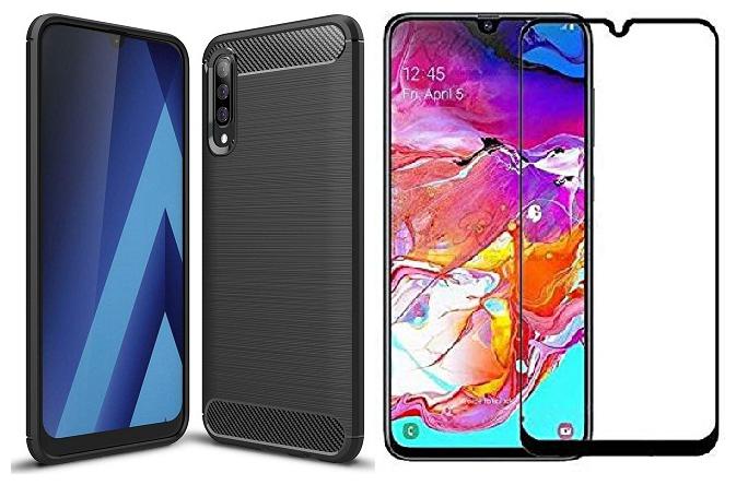 

Mascot Max Back Cover and Screen Guard For Galaxy A70 (Black)