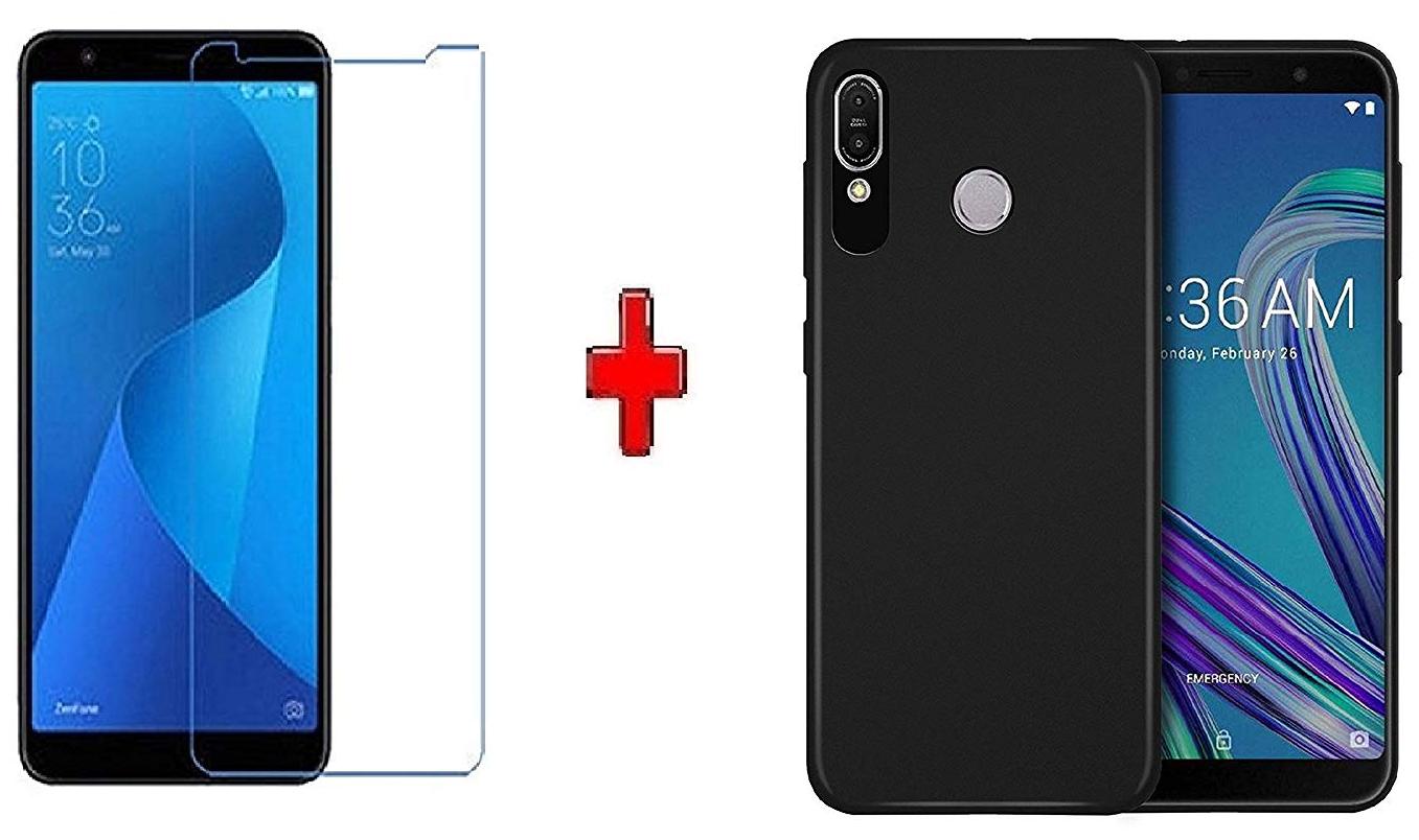 

Mascot max Back cover black with tempered glass0 33mm 2 5D glass for Asus Zenfone Max pro M1