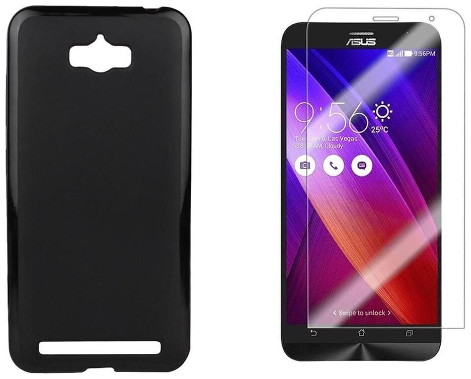 

Mascot max back cover (black) with tempered glass for Asus Zenfone Max