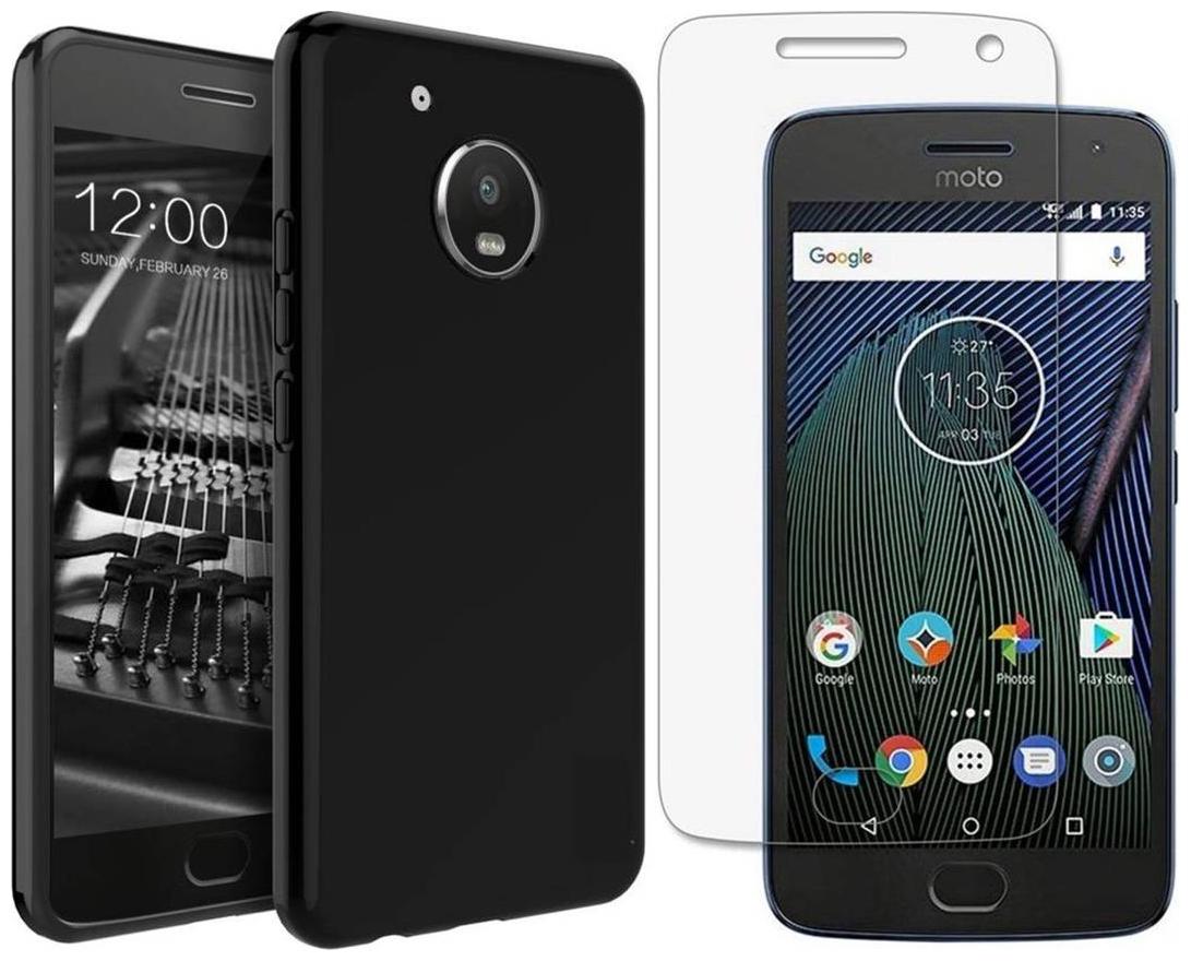 

Mascot max back cover (black) with tempered glass for Motorola moto G5 plus