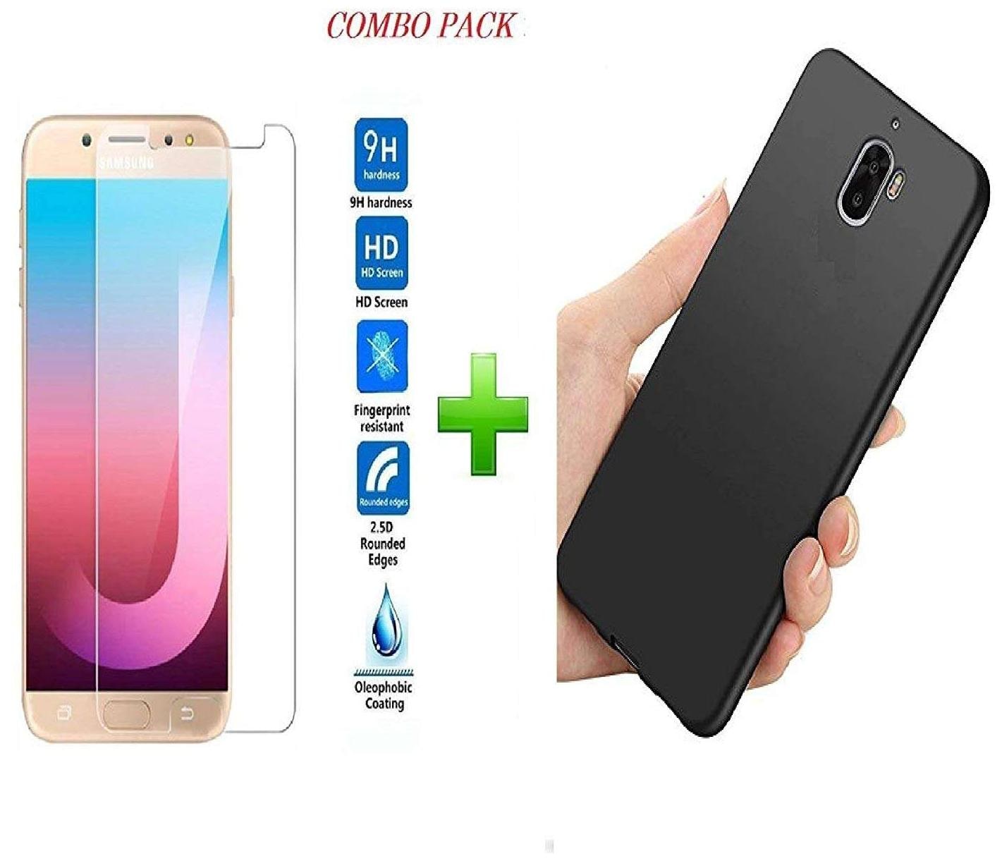 

Mascot max back cover black with tempered glass for samsung galaxy J2 2018