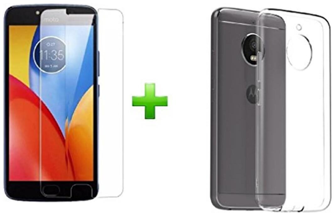 

Mascot max combo pack tempered glass with back cover black for Motorola Moto E4