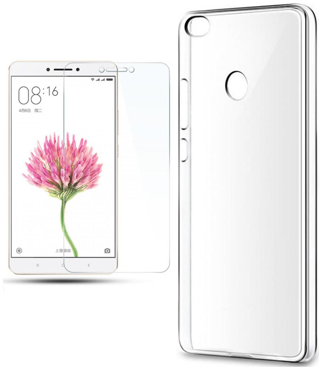 

Mascot max combo pack transparent back cover with tempered glass for Xiaomi Mi Max2