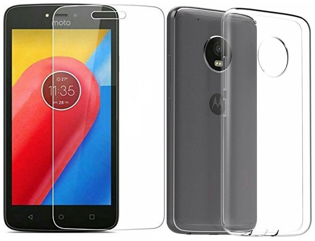 

Mascot max combo pack tempered glass with transparent back cover for Motorola Moto Cplus