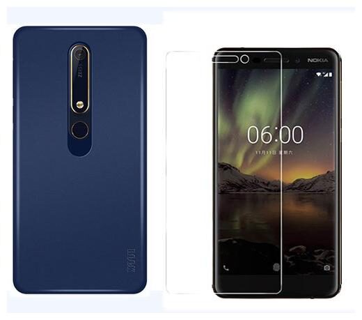 

Mascot Max Combo pack Blue back cover With tempered glass 0 33mm 2 5D glass for Nokia 6 1 (2018)