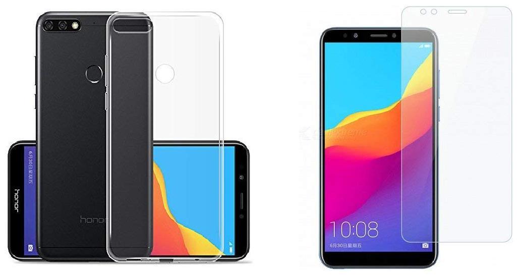 

Mascot Max (combo pack of 2) transparent back cover soft case with 9H 0 33mm 2 5D glass for Huawei Honor 7C