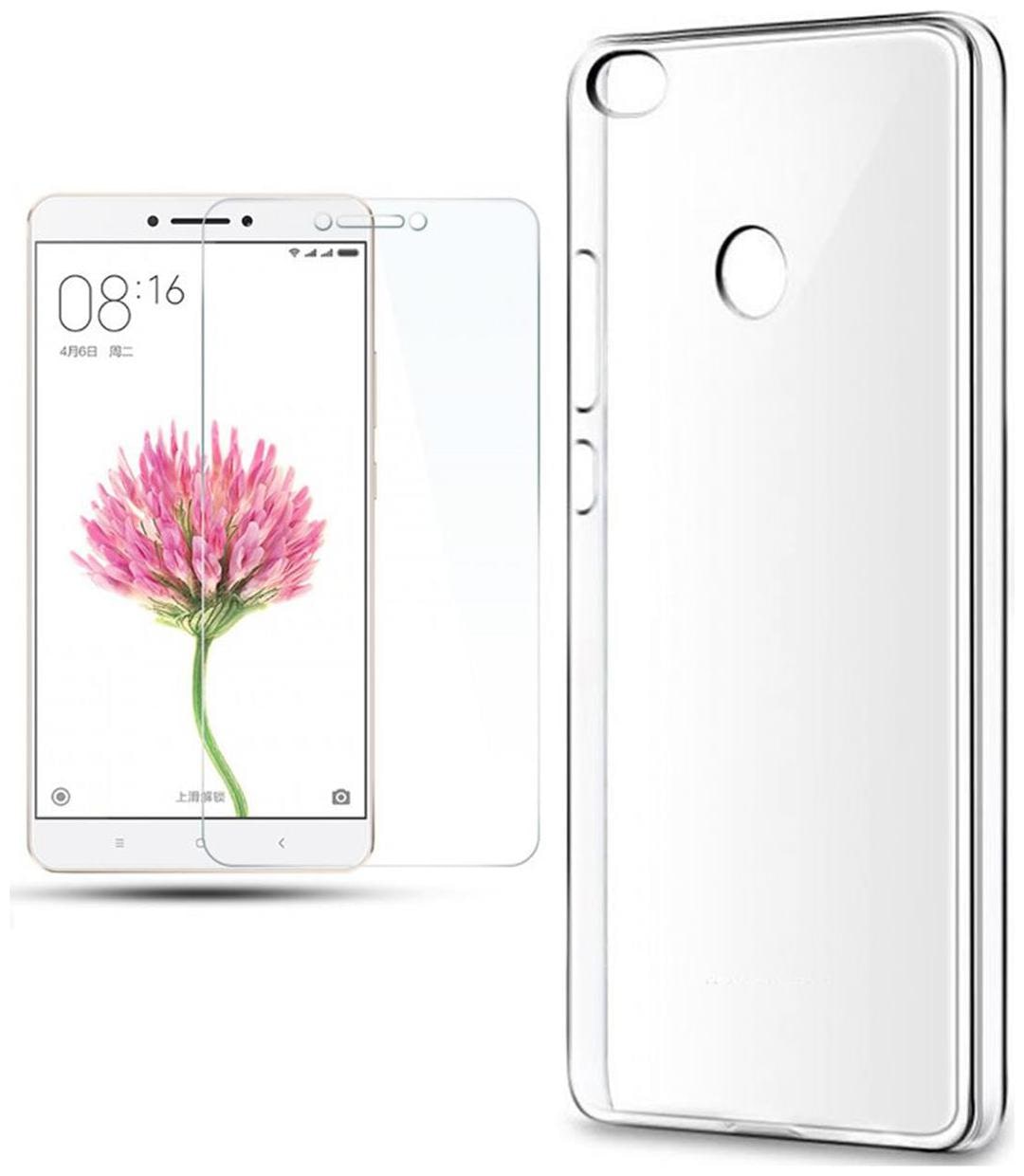 

Mascot max combo pack transparent back cover with tempered glass for Xiaomi Mi Max2