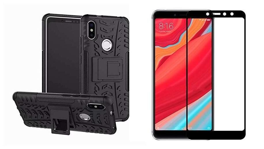

Mascot Max (Combo Pack Of 2 ) Balck Tempered Glass With Defender Case Black 9H 2 5D Glass 0 33Mm For Xioami Redmi Y2 (S2)