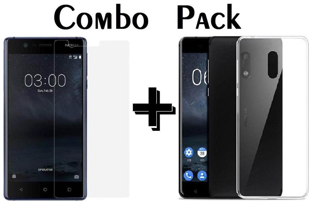 

Mascot max (combo pack ) transparent back cover with tempered glass for Nokia6