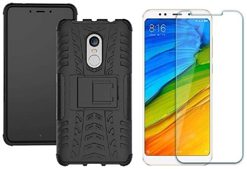 

Mascot max defender back cover black with tempered glass for Xiaomi redmi note5