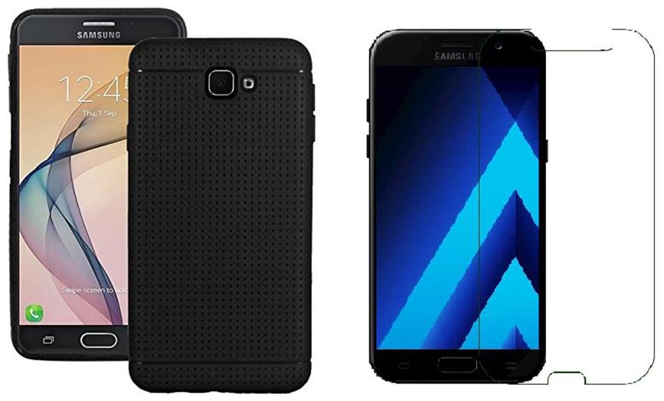 

Mascot max (dotted) back cover black with tempered glass for Samsung galaxy A5(2017)