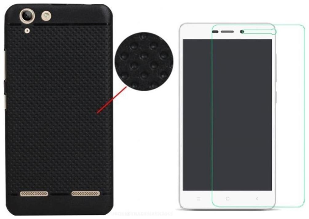 

Mascot Max Dotted Back Cover Black With Tempered Glass For Redmi 4A