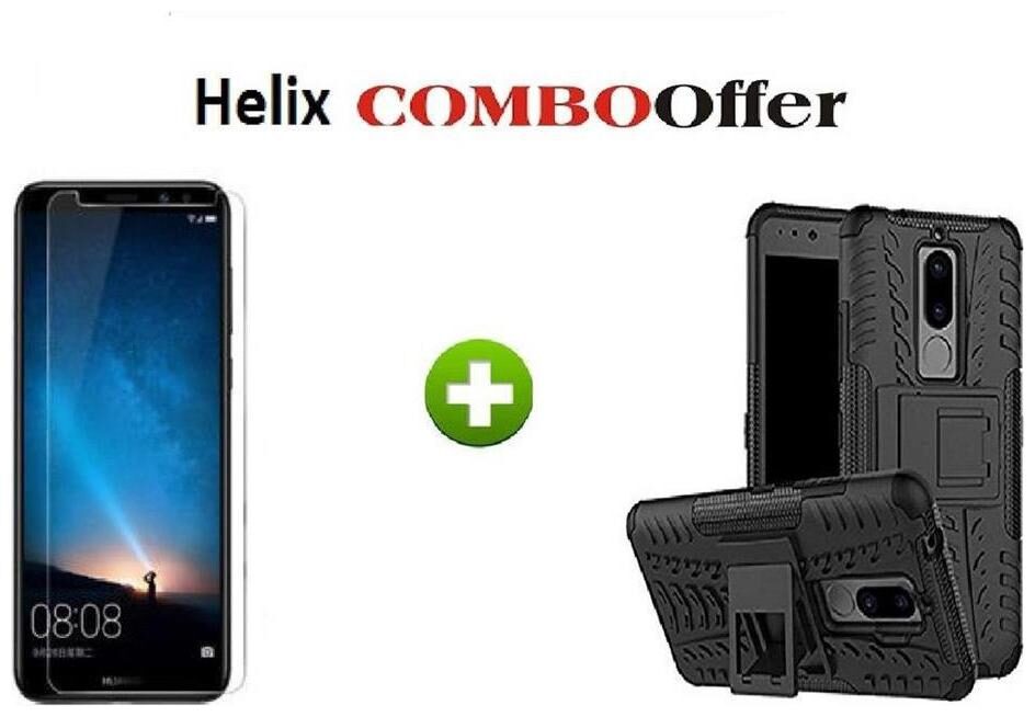 

Mascot max defender back cover black with tempered glass for Huawei honor 9i