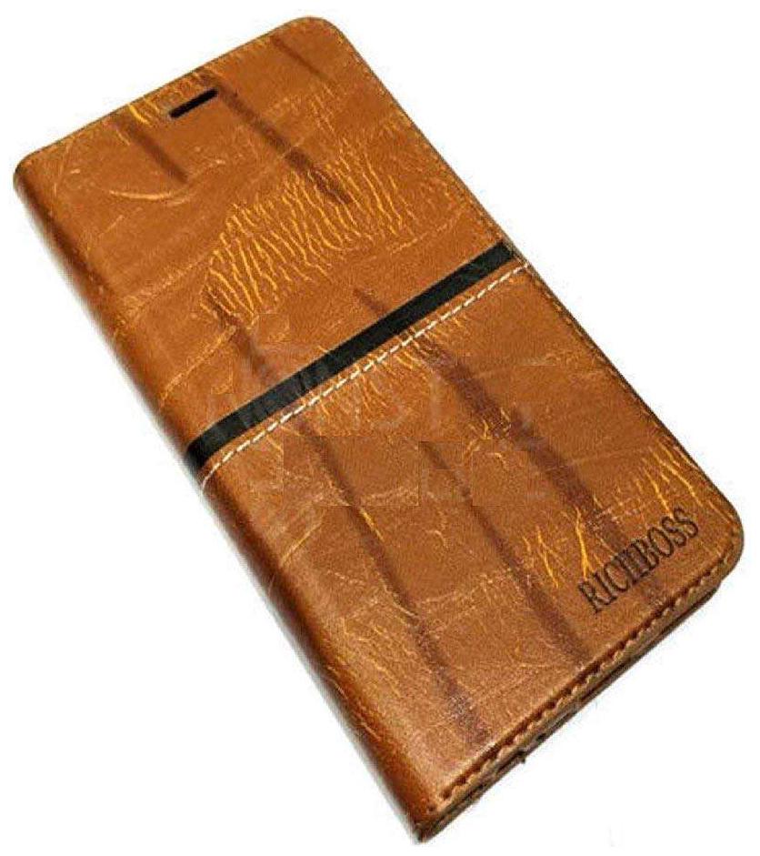 Mascot max Flip cover Artificial Leather Wallet flip cover Gold for Motorola Moto C plus