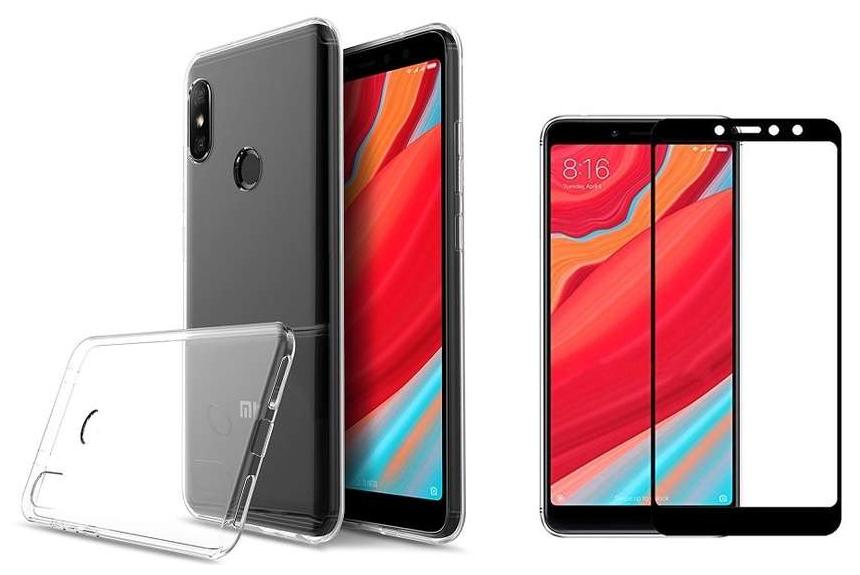 

Mascot Max Tempered Glass Black 9H 2 5D Glass With Transparent Back Cover Soft Case For Xiaomi Redmi Y2(S2)