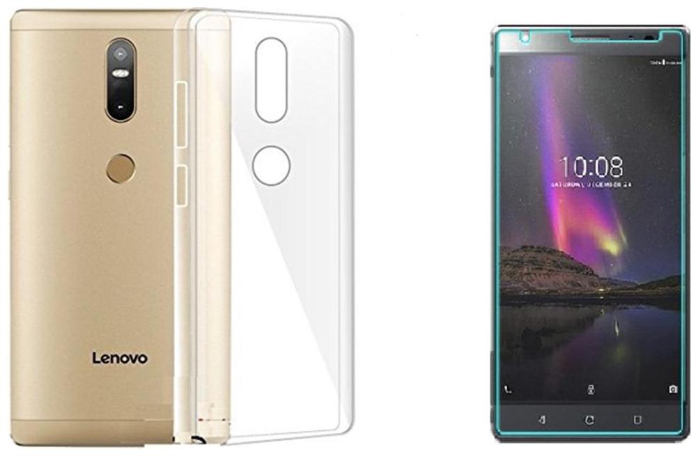 

Mascot max Transparent back cover with tempered glass for Lenovo Phab2 plus