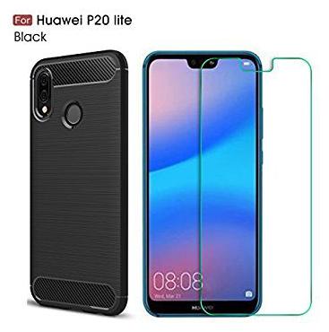 

Mascot max tempered glass with Hybrid back cover black for Honor P20 lite