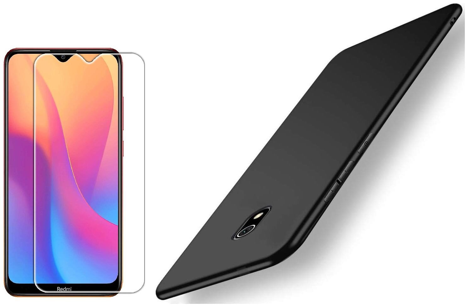 

Mascot Max Tempered glass 0 33mm2 5D glass with back cover Ultra slime Matte finish cover for Xiaomi redmi 8A
