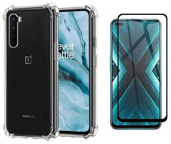 

Mascot Max tempered glass 6D 9H 2 5D balck glass high Quality glass with Transparent shock proof hybrid back cover for One Plus Nord
